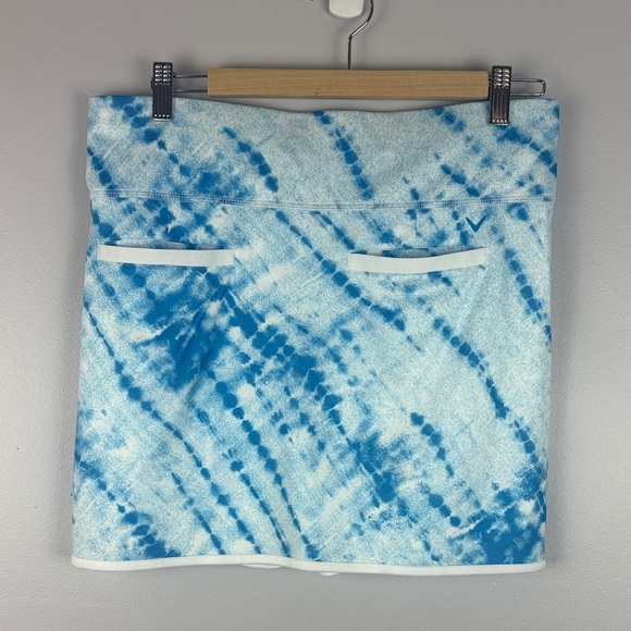 Callaway Golf Activewear Light Blue & White Tie Dye Print Back Pockets Med Skort - Picture 6 of 8